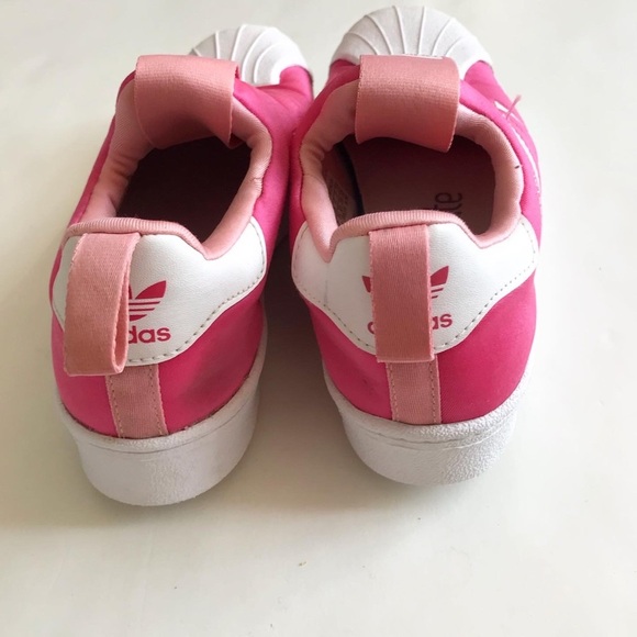Adidas superstar pink 360 slip on sneakers GUC - crease toe cap size 2 youth - Picture 8 of 9